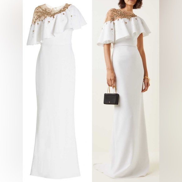 Marchesa Dresses & Skirts - MARCHESA Embellished Crepe Off-The-Shoulder Gown Dress